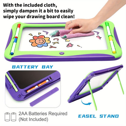 Tablette à dessin lumineuse LED pour enfants de 3 à 8 ans – Kit d’art phosphorescent avec 9 cartes recto-verso et 6 marqueurs, jouet éducatif de voyage, cadeau d'anniversaire et de Noël pour filles et garçons