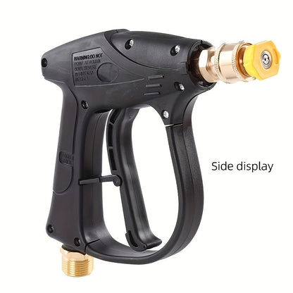 Pistolet pour nettoyeur haute pression 3000 PSI avec 5 buses, raccord rapide 1/4" et connecteur de tuyau M22-14 – Pistolet pulvérisateur pour lavage de voiture, irrigation de jardin et nettoyage de terrasse pour nettoyeurs haute pression