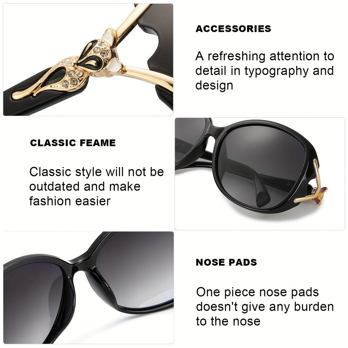 Lunettes de soleil oversize pour femme, protection UV400, verres dégradés, monture large, lunettes tendance, plusieurs coloris disponibles