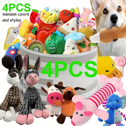 Ensemble de jouets en peluche pour chiens – Lot de 4/7/14 jouets à mâcher doux et couineurs pour chiens de toutes races et tailles, jouets à mordre rembourrés et résistants, cadeau idéal pour petits chiens – Styles aléatoires