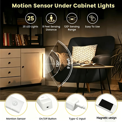 Lampe de placard LED à détecteur de mouvement rechargeable par USB – Éclairage intelligent sans fil sous meuble, intensité réglable 3 niveaux, veilleuse pour cuisine, chambre, placard, escaliers, couloir – Lot de 6 ou 3