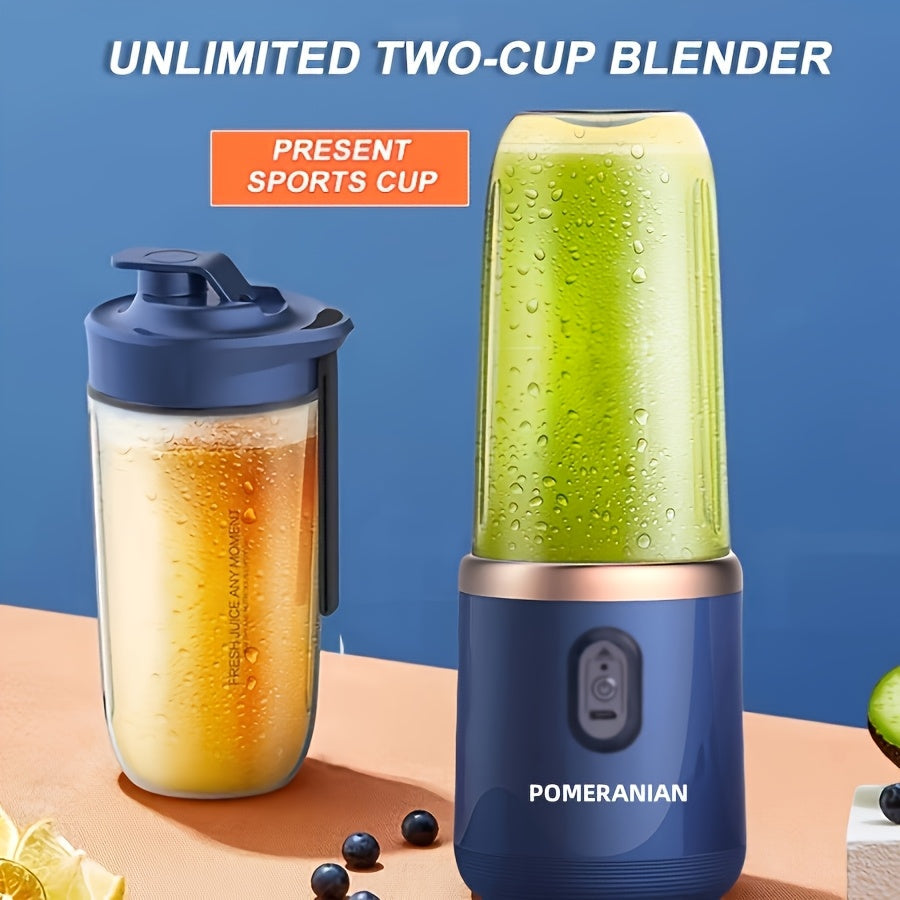 Mixeur personnel portable rechargeable par USB 1500 mAh – Blender à smoothies pour fruits et légumes en ABS de qualité alimentaire avec double tasse, mini mixeur multifonction pour la maison, les voyages et la salle de sport, coffret cadeau inclus