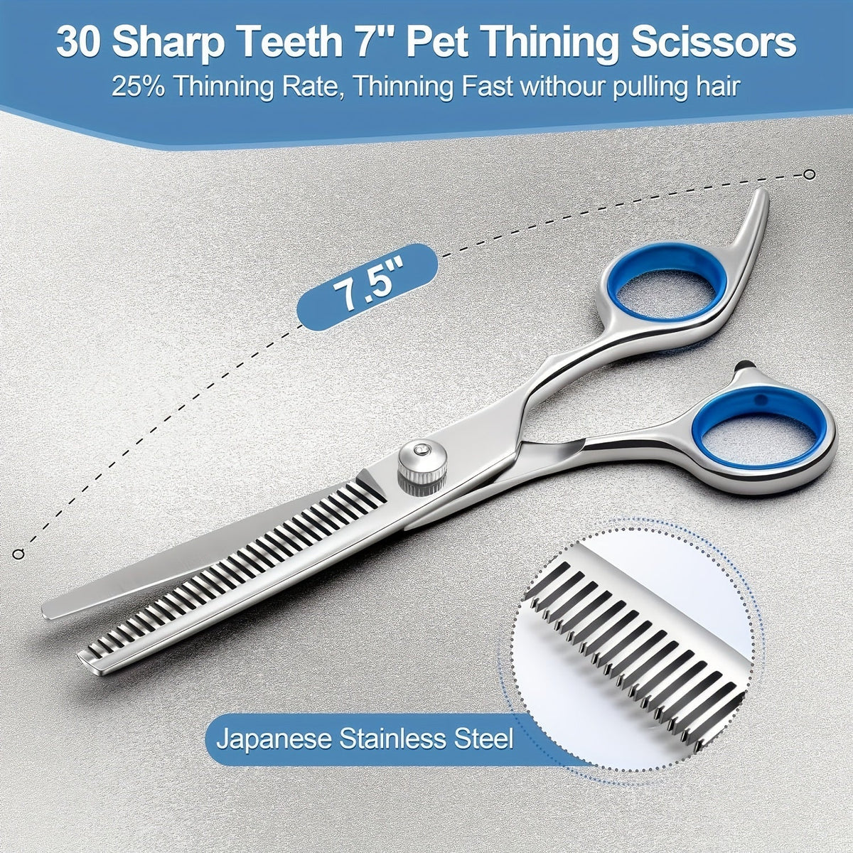 Kit de ciseaux de toilettage professionnels pour animaux 6 en 1 – Acier inoxydable 4CR revêtu de titane, bouts ronds de sécurité, universels pour droitiers et gauchers, ciseaux de toilettage robustes pour chiens, chats et tous les animaux
