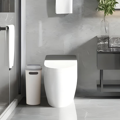 Petite poubelle de salle de bain avec poignées intégrées, lot de 1 ou 2 – Corbeille à papier en plastique antirouille, design gain de place pour salle de bain, buanderie et bureau, sacs poubelle inclus