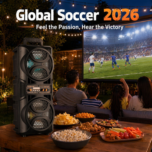 Enceinte de fête portable Bluetooth 3000 W – Double caisson de basses 6,5 pouces, son stéréo, lumières LED colorées, radio FM, microphone inclus, prise en charge TF/USB/AUX, enceinte pour fête en extérieur et à la maison – Noir