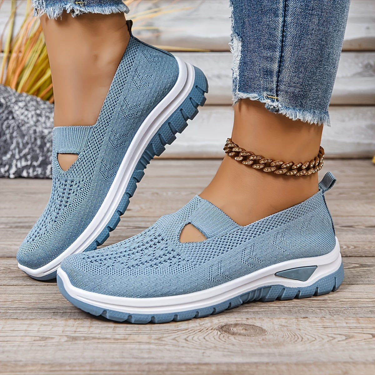 Women's Mesh Slip-On Sneakers – Lightweight Comfortable Casual Walking Shoes for Beach, Vacation, Camping & Everyday Summer Use, Sizes US 6.5–10.5