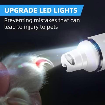 Coupe-griffes électrique silencieux pour animaux avec lumière LED – Kit de tondeuse rechargeable amélioré à 3 vitesses, entretien des pattes sans douleur pour chiens et chats de petite, moyenne et grande taille