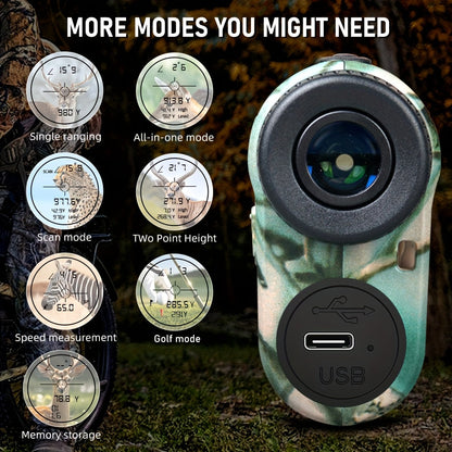 Télémètre laser monoculaire 1000 m pour le golf et les activités en plein air – Compensation de pente, verrouillage de mât, 7 modes de mesure, rechargeable par USB, design compact et léger pour la chasse et l'observation