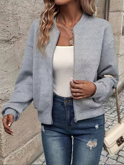 Women's Solid Color Zip-Up Cardigan Jacket – Casual Lightweight Zipper Front Sweater Coat for Fall Winter Everyday Layering