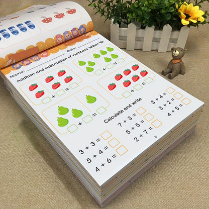Cahier d'exercices de mathématiques pour enfants – Maternelle et pré-maternelle, 64 pages d'entraînement à l'addition et à la soustraction, cahier d'écriture pour apprendre à tracer les chiffres, apprentissage précoce pour les 3-6 ans