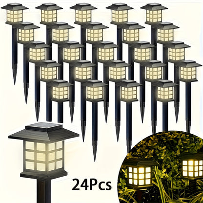Lampes solaires d'extérieur à LED pour allée de jardin, éclairage paysager étanche IP44 pour trottoir, allée, pelouse, cour – Blanc chaud, lot de 6, 12 ou 24 – Décoration de Noël et de fêtes