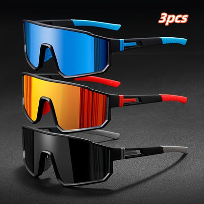 Lot de 3 paires de lunettes de soleil miroir pour hommes et femmes – Lunettes de mode colorées en polycarbonate, monture durable, protection UV, parfaites pour la plage, les festivals et un usage quotidien