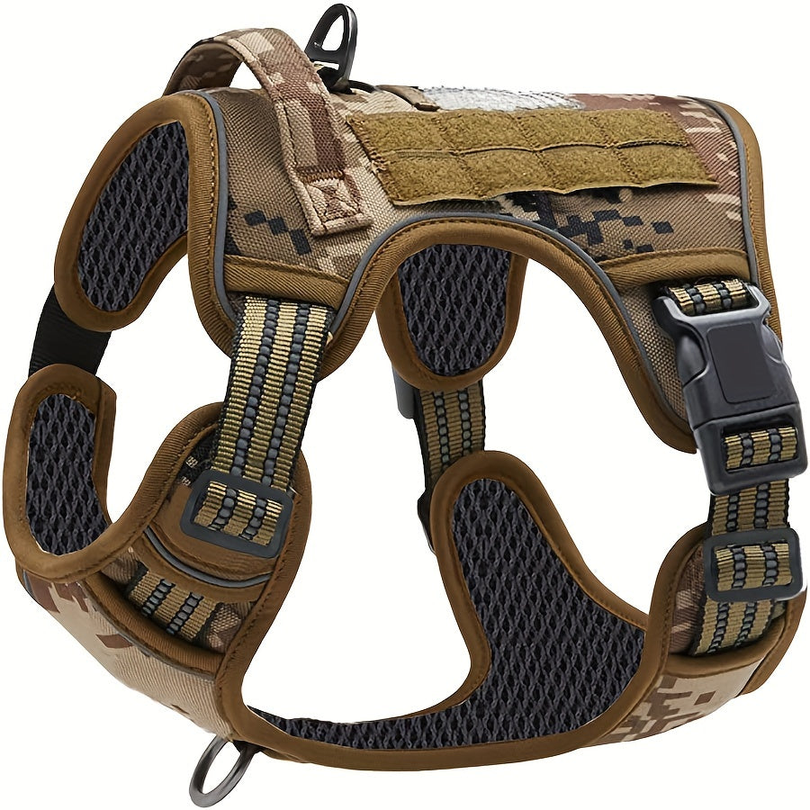 Harnais réfléchissant anti-traction pour chien avec poignée de contrôle – Gilet tactique militaire pour chiens d'assistance et d'entraînement, tailles S-XL, polyester durable, coupe ajustable pour chiens moyens et grands