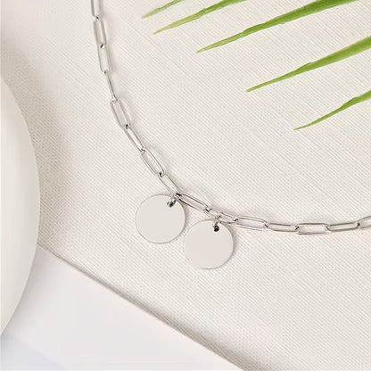 Collier portrait d'animal personnalisé - Pendentif double cercle sur chaîne trombone gravé avec portrait et nom de l'animal, cadeau commémoratif sur mesure pour amoureux des animaux et cadeau pour elle, à porter en toute saison (argent ou or)