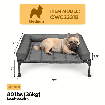 Lit surélevé rafraîchissant pour chien avec matelas amovible – Canapé pour chien surélevé avec rebords, filet respirant et pieds antidérapants pour une utilisation en intérieur et en extérieur