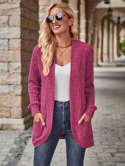 Women's Loose Casual Long Sleeve Blouse Solid Color Pocket Splicing Relaxed Fit Top 10 Colors S-XXL Spring Fall Everyday Wear