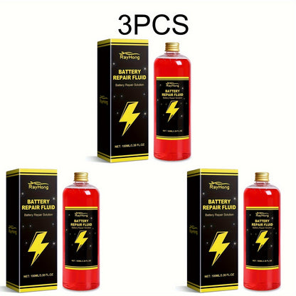 Liquide de réparation pour batterie, lot de 3, solution d'entretien pour restaurer les performances des batteries au plomb-acide et au lithium de véhicules électriques, faible odeur, sans parfum, convient à tous les modèles, 100 ml chacun