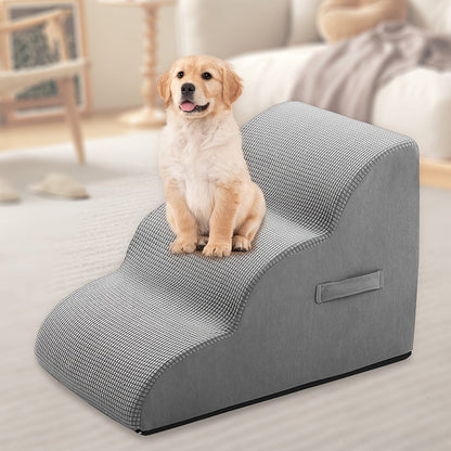 Escalier pour chien pour lit et canapé – Marches antidérapantes pour animaux 2/3/4 marches pour petits chiens et chats, housse amovible et lavable, rampe orthopédique pour chiens âgés, animaux blessés et soulagement des douleurs articulaires, 5 coloris