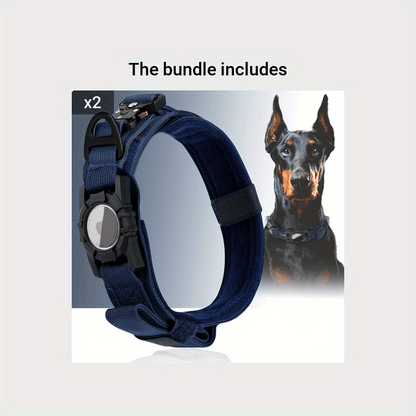 Collier tactique pour chien avec support GPS - Collier robuste en nylon de style militaire pour toutes les races, collier de dressage ajustable et sécurisé, 5 couleurs et 4 tailles (M/L/XL) pour chiens de grande et moyenne taille