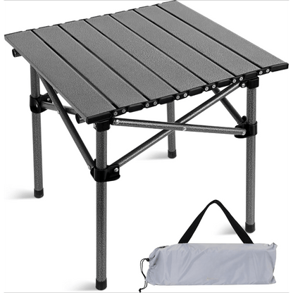 Table de camping pliante portable, table d'extérieur légère et rétractable avec sac de transport, pieds robustes, grande surface plane pour pique-nique, barbecue, plage, randonnée, hayon, design compact et durable, tailles L et XL