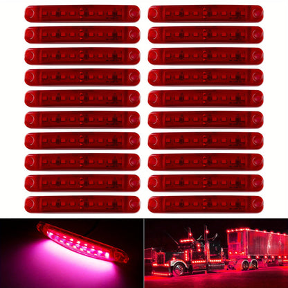 Lot de 20 feux de gabarit latéraux universels à 9 LED 12V pour camion, voiture, remorque, SUV – Blanc, rouge, ambre, bleu, vert – Kit de feux de gabarit latéraux LED lumineux