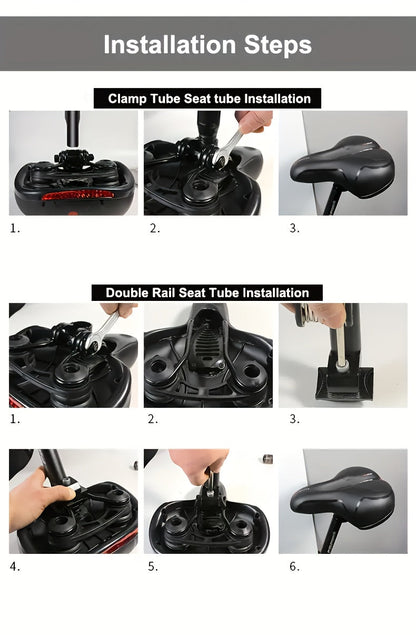 Selle de vélo rembourrée en gel, imperméable et absorbant les chocs – Coussin large en cuir et mousse souple avec bande réfléchissante pour vélos de ville, de montagne, de route et de sport, ajustement universel pour hommes et femmes