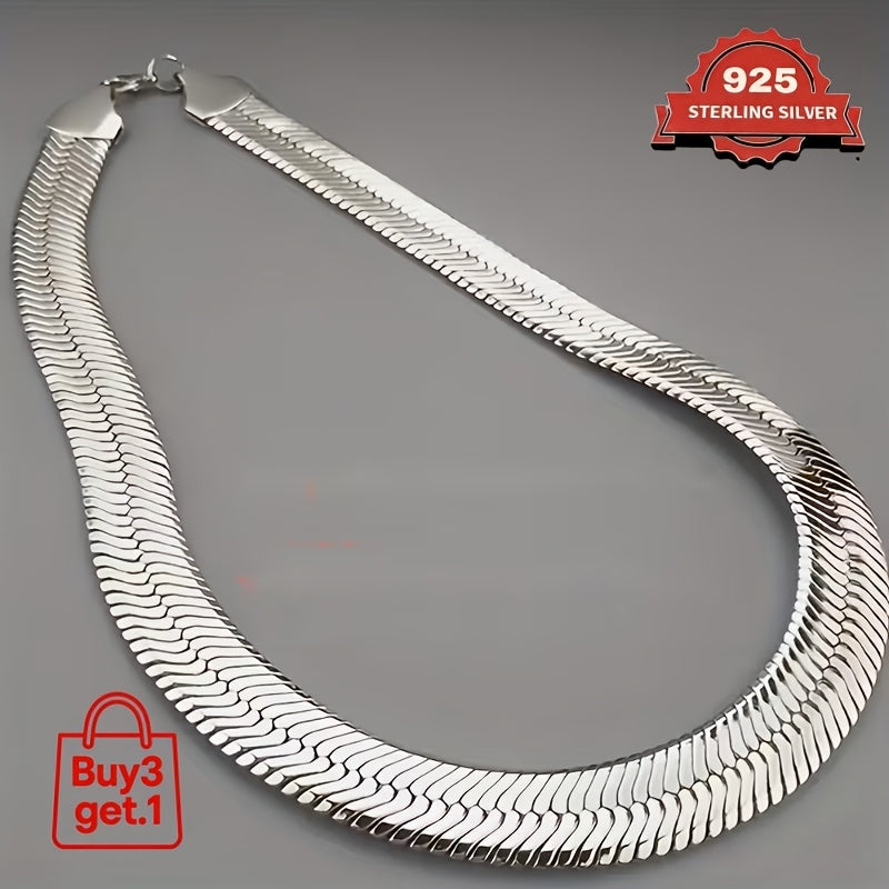 Collier et bracelet chaîne serpent plat en argent sterling 925 – Design 2D élégant et superposable, plusieurs longueurs disponibles, coffret cadeau inclus, idéal pour la Saint-Valentin, les fêtes et pour agrémenter vos tenues au quotidien