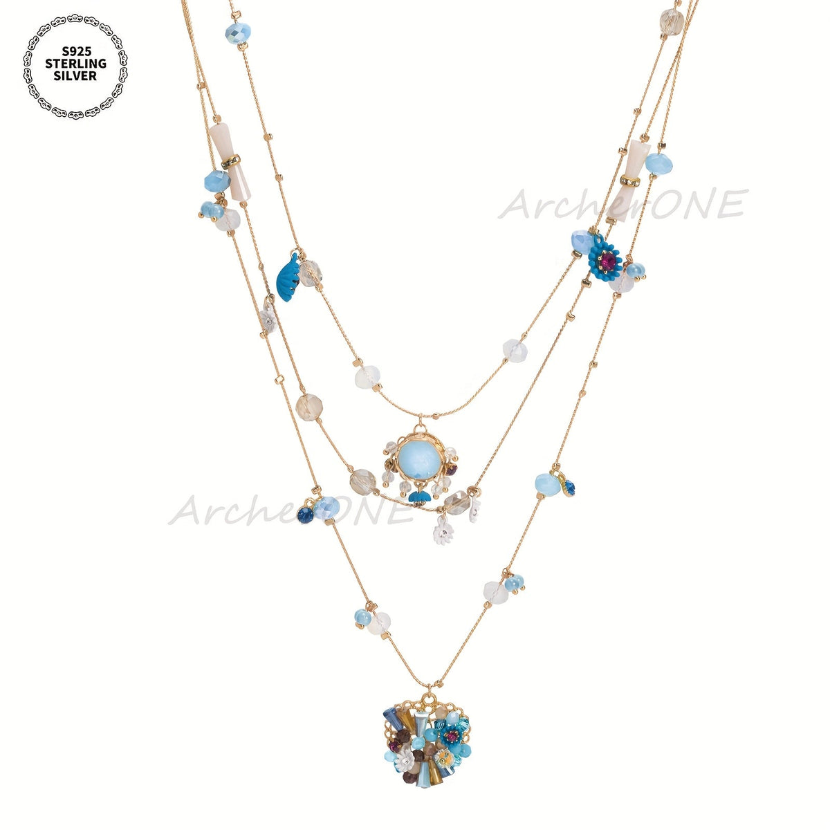 Parure collier multi-rangs et boucles d'oreilles en argent sterling 925 fait main avec perles et breloque cœur pour femme – Bijou pierre de naissance de décembre, cadeau élégant pour le quotidien et les mariages avec boîte cadeau offerte