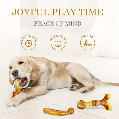 Lot de 3 jouets à mâcher indestructibles en nylon pour chiens destructeurs – Ensemble robuste et durable pour grandes races, motif rayé, jouets dentaires haute résistance pour la poussée dentaire