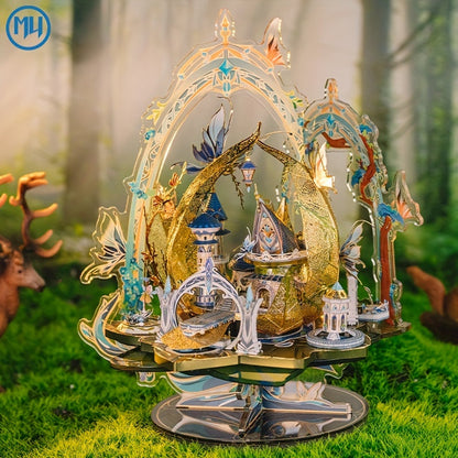 Kit de puzzle en métal 3D - Série Princesse et Elfe « Angel Story » avec présentoir - Modèle réduit à assembler pour adultes - Trône, château ou carrosse elfique - Cadeau unique pour un anniversaire, Noël ou le Nouvel An