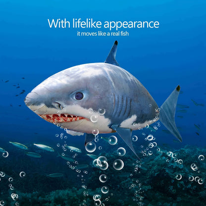 Jouet ballon gonflable requin volant télécommandé, poisson planeur flottant dans les airs, 145 cm, intérieur extérieur, cadeau d'anniversaire, Noël, Halloween pour enfants et adolescents, requin bleu ou poisson-clown orange