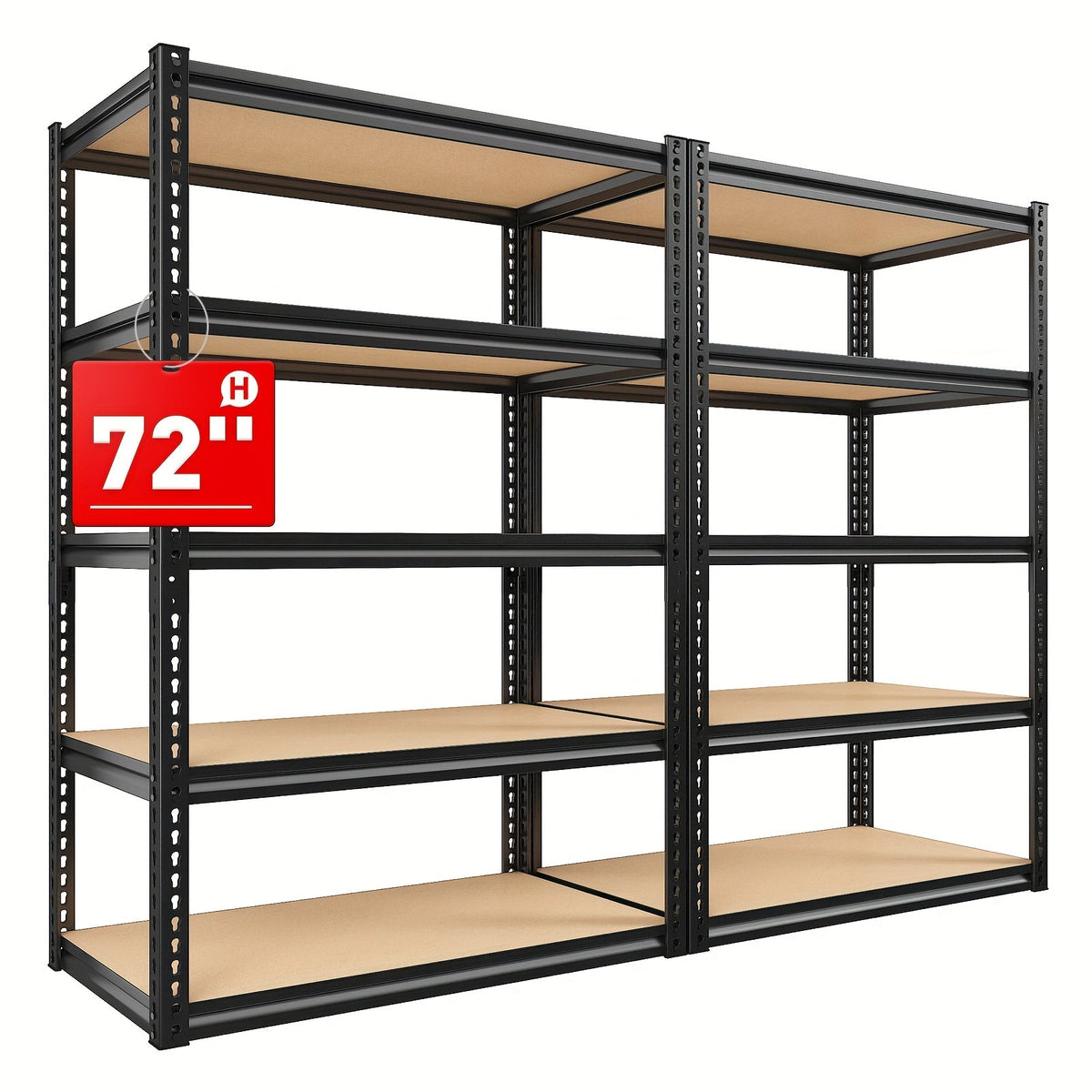 Étagère de rangement robuste en métal 72 pouces, 5 niveaux réglables, capacité de 3000 lb, en acier au carbone pour garage, sous-sol, entrepôt, garde-manger et bureau