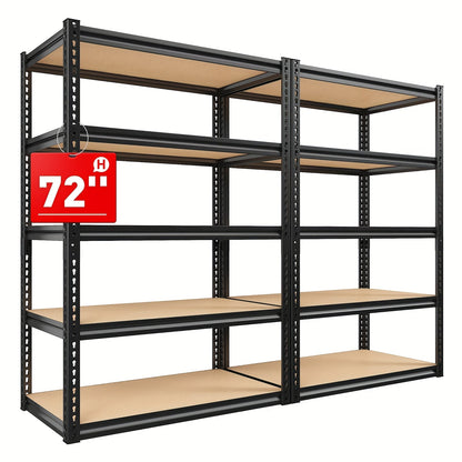 Étagère de rangement robuste en métal 72 pouces, 5 niveaux réglables, capacité de 3000 lb, en acier au carbone pour garage, sous-sol, entrepôt, garde-manger et bureau