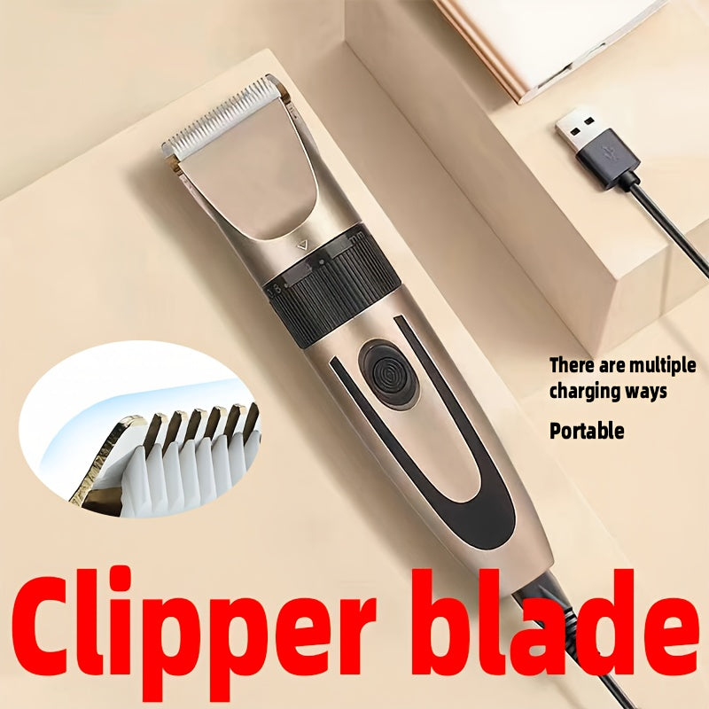 Tondeuse professionnelle sans fil pour poils d'animaux rechargeable par USB - Kit de tonte silencieux pour chiens et chats avec 4 sabots, rasoir électrique sans fil pour tonte intégrale, convient à la plupart des animaux