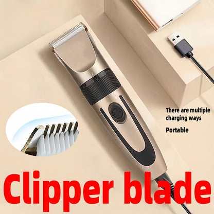 Tondeuse professionnelle sans fil pour poils d'animaux rechargeable par USB - Kit de tonte silencieux pour chiens et chats avec 4 sabots, rasoir électrique sans fil pour tonte intégrale, convient à la plupart des animaux