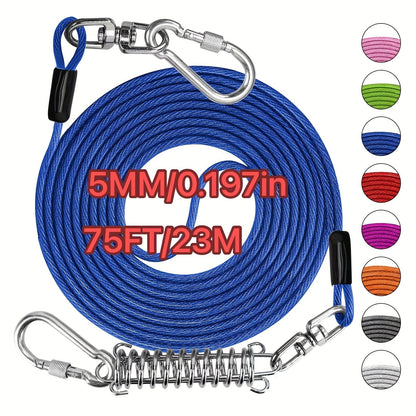 Laisse pour chien ultra-résistante de 1,8, 3, 4,5, 9, 15, 23 ou 30 mètres, câble d'attache d'entraînement pour grands chiens jusqu'à 225 kg, corde de course durable et résistante aux morsures pour le jardin