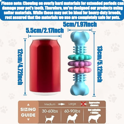 Jouet os à mâcher pour chiens destructeurs, jouet en caoutchouc thermoplastique durable pour le nettoyage des dents et le dressage, pour chiens de petite et moyenne taille, anti-ennui, motif géométrique, couleur aléatoire