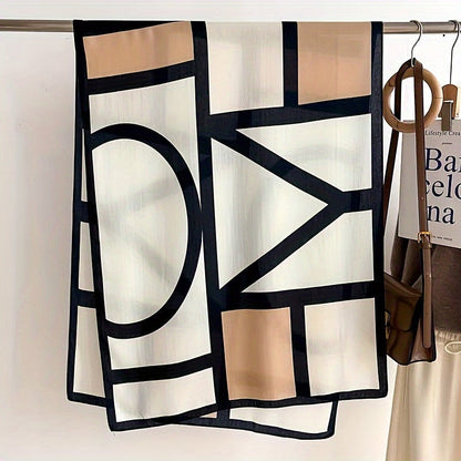 Écharpe et châle color-block en viscose pour femme – Accessoire doux et respirant à motif géométrique, coupe-vent et protection solaire pour les sorties décontractées et les voyages, léger, facile d'entretien et lavable à la main, beige kaki orange