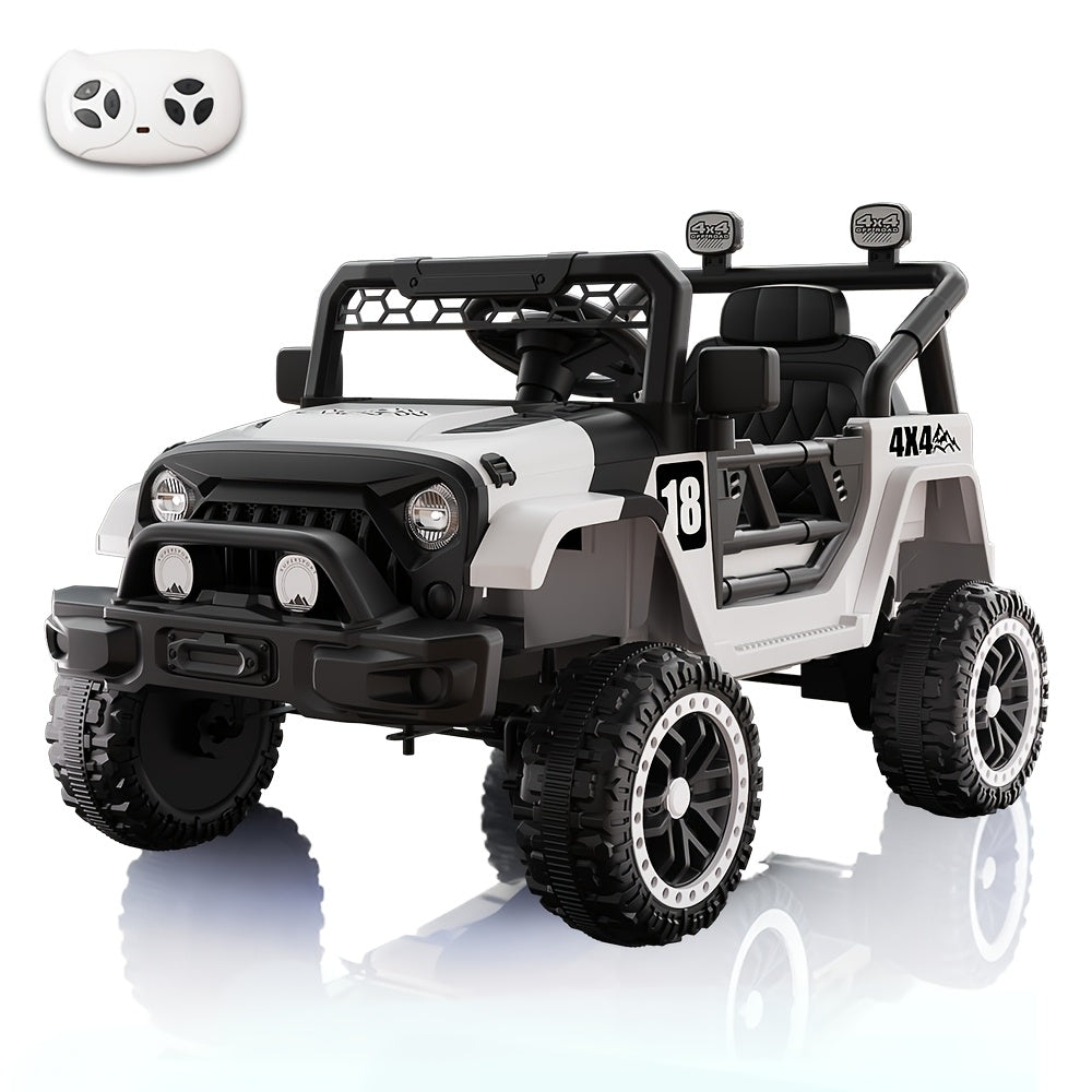 Voiture électrique pour enfants 12V avec télécommande parentale – Véhicule électrique à batterie avec suspension à ressorts, lumières LED, lecteur de musique, ceinture de sécurité, pour garçons et filles de 3 à 8 ans