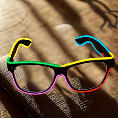 Lunettes LED lumineuses et colorées, lunettes de fête néon fluorescentes multicolores pour Halloween, Noël, festival EDM, rave, cosplay et carnaval