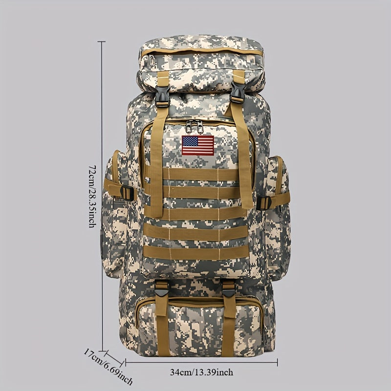 Sac à dos de randonnée tactique 80 L, sac d'assaut 3 jours – Système MOLLE unisexe en tissu Oxford réglable pour la randonnée, le camping, la chasse, les voyages et le sport, 6 couleurs