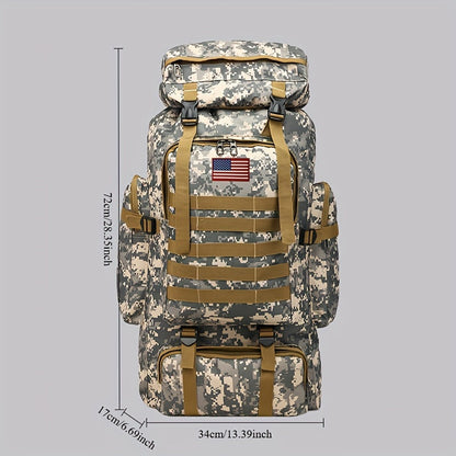 Sac à dos de randonnée tactique 80 L, sac d'assaut 3 jours – Système MOLLE unisexe en tissu Oxford réglable pour la randonnée, le camping, la chasse, les voyages et le sport, 6 couleurs