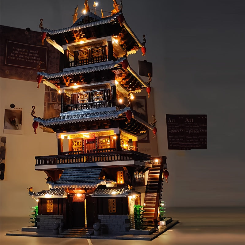 Ensemble de 6134 pièces de construction d'architecture ancienne chinoise "Miroir de la fée céleste", briques miniatures, puzzle complexe pour adultes, décoration intérieure, cadeau STEM pour Noël, anniversaire, Nouvel An