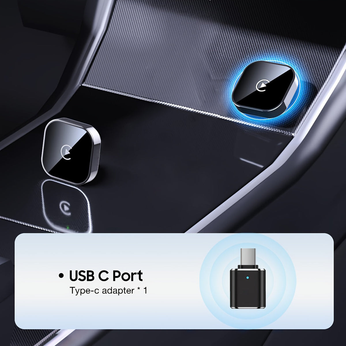 Adaptateur CarPlay sans fil, mini dongle version améliorée 2026 – 2-en-1 pour iPhone et Android Auto, conversion de filaire à sans fil, USB-A et USB-C, double bande à faible latence, connexion automatique, certifié FCC