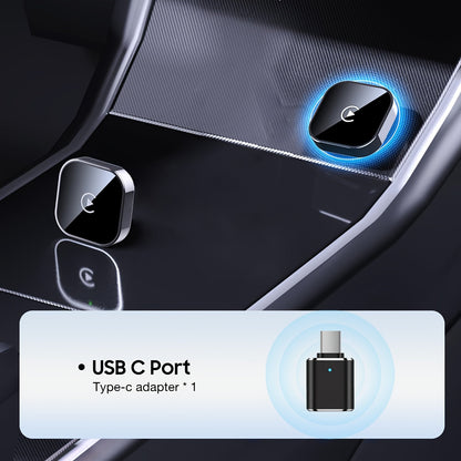 Adaptateur CarPlay sans fil, mini dongle version améliorée 2026 – 2-en-1 pour iPhone et Android Auto, conversion de filaire à sans fil, USB-A et USB-C, double bande à faible latence, connexion automatique, certifié FCC
