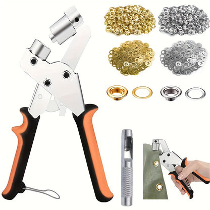 Lot de 200 œillets de 10 mm avec outils et anneaux, kit d'œillets métalliques pour bâches, similicuir, toile, tissus imperméables, projets de couture et loisirs créatifs DIY