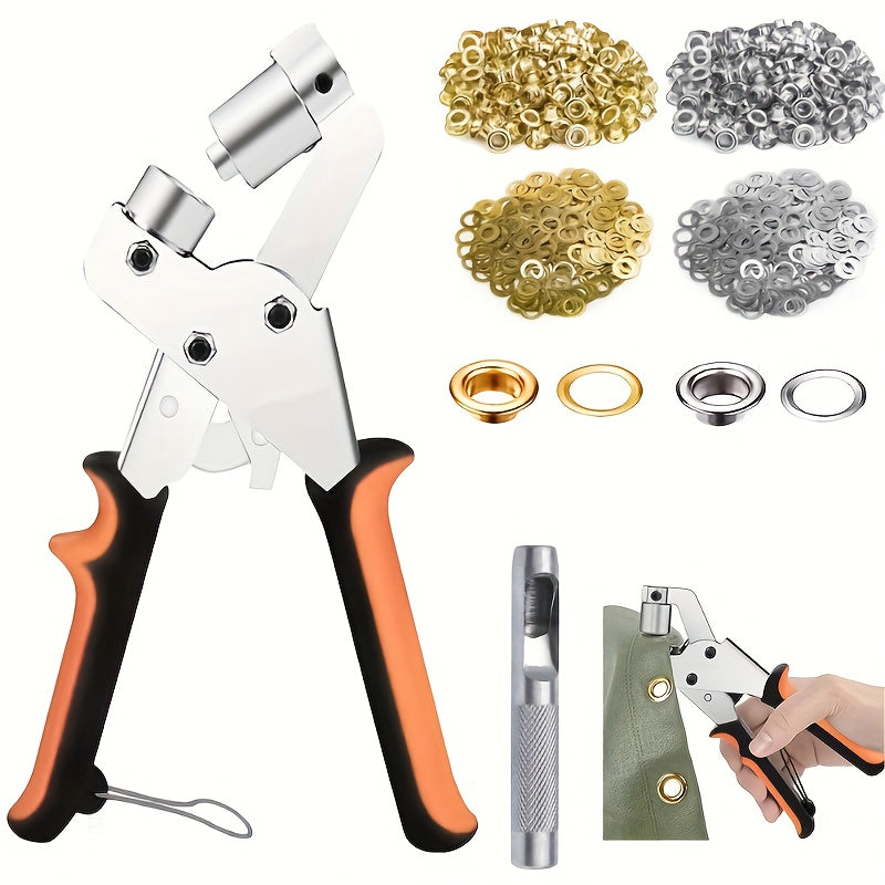Lot de 200 œillets de 10 mm avec outils et anneaux, kit d'œillets métalliques pour bâches, similicuir, toile, tissus imperméables, projets de couture et loisirs créatifs DIY