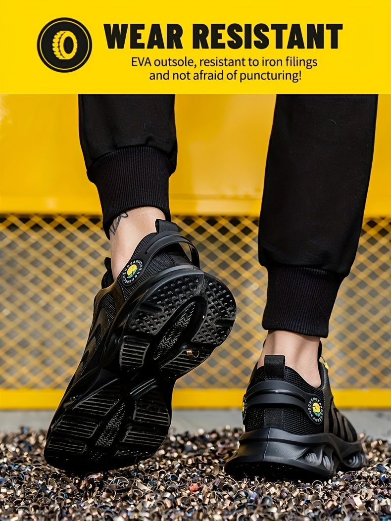 Chaussures de sécurité à embout d'acier pour hommes, largeur large, anti-perforation avec boucle rotative – Bottes de travail antidérapantes et rembourrées pour la construction, l'industrie et l'entrepôt, tailles US 6,5–13,5