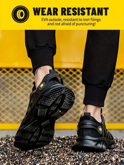 Chaussures de sécurité à embout d'acier pour hommes, largeur large, anti-perforation avec boucle rotative – Bottes de travail antidérapantes et rembourrées pour la construction, l'industrie et l'entrepôt, tailles US 6,5–13,5