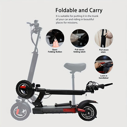 Heavy Duty Off-Road Electric Scooter for Adults 300 Lbs – 25-30 MPH, 30-40 Mile Long Range, 10 Inch Tires, Foldable E-Scooter for Men, Dual Brake System